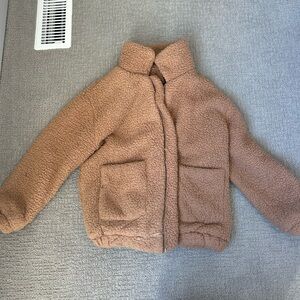 brown fluffy jacket